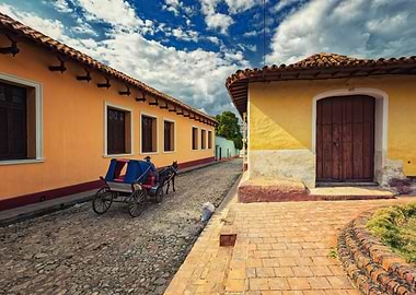 Trinidad, Cuba street scene with horse carriage