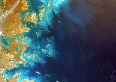 Aerial View of Coastline and Ocean