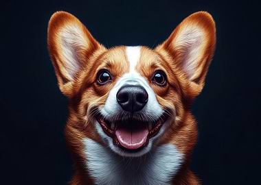 Smiling Corgi Portrait