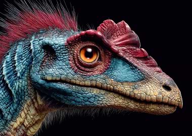 Vivid Dinosaur Portrait Dilophosaurus