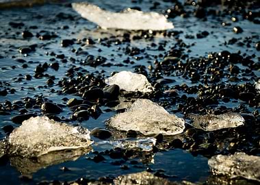 Ice on Black Sand Beach