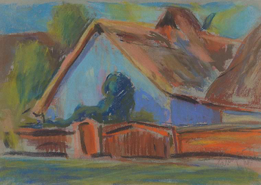 Pastel Drawing of a Rural Building