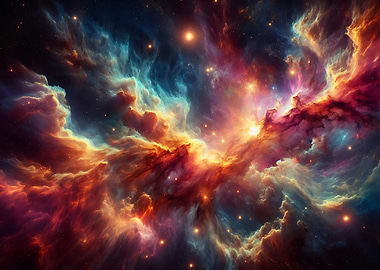 Colorful Nebula in Deep Space