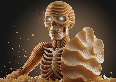 Potato Chip Skeleton with Glowing Eyes