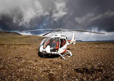 Helicopter on Rocky Terrain