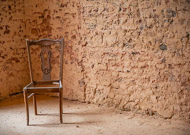 Rustic Chair Against Textured Wall