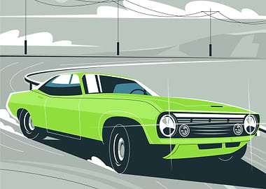 Green Muscle Car
