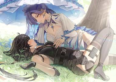 Two Girls Relaxing Outdoors