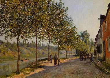 Impressionist Riverside Village Painting, alfred sisley painting