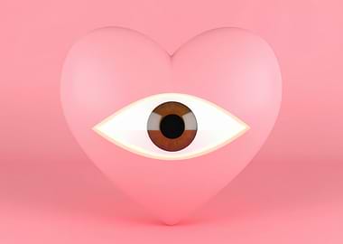 Pink Heart with Eye
