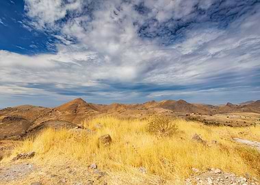 Golden Grass and Hills Landscape, Lesbos
