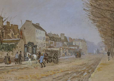 Impressionist Street Scene with Figures, alfred sisley painting