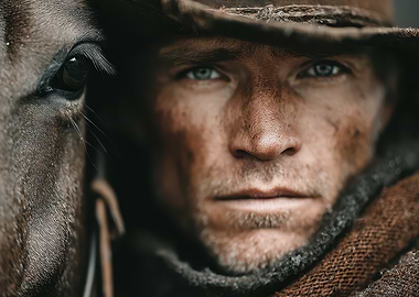 Cowboy and Horse Portrait