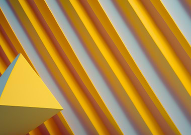 Abstract Yellow Pyramid and Stripes