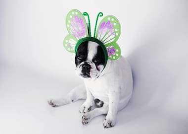 Dog with Butterfly Headband