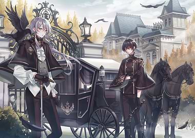 Anime Characters with Carriage and Horses
