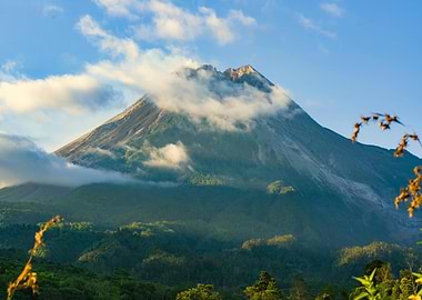 Majestic Mountain Peak with Cloud Cover