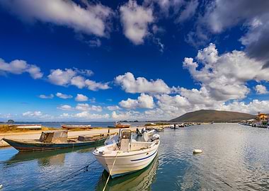 Boats on the Water Under Cloudy Sky, Leukada