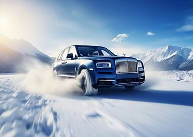 Blue Rolls Royce in Winter