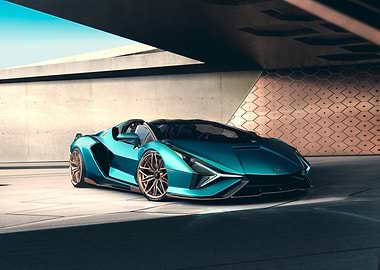 Teal Lamborghini Sian Roadster
