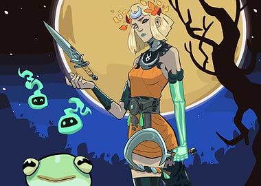 Hades 2 Game Character with Moon Background