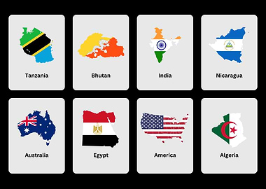 Country Maps with National Flags