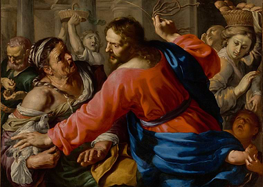 Bernardino Mei – Christ Cleansing the Temple (ca. 1655) | Baroque Religious Masterpiece