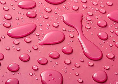 Glossy Pink Droplets on Textured Surface
