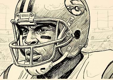 Football Player Sketch Portrait