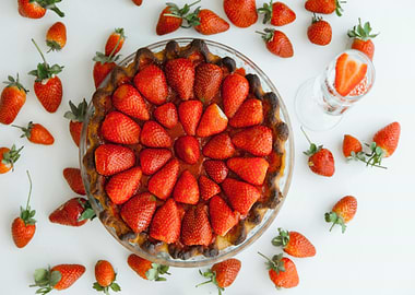 Strawberry pie with fresh strawberries