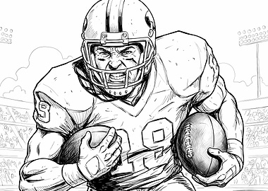 American Football Player Sketch Illustration