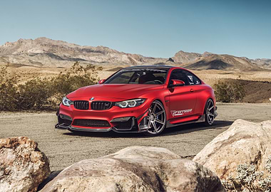 Red BMW M4 in Desert Landscape