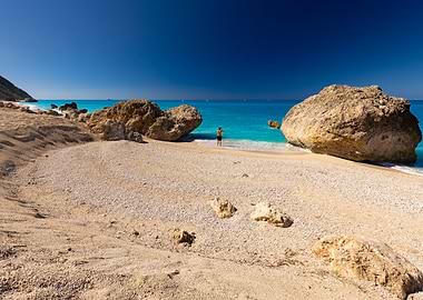 Tropical Kathisma beach with turquoise water, Lefkada