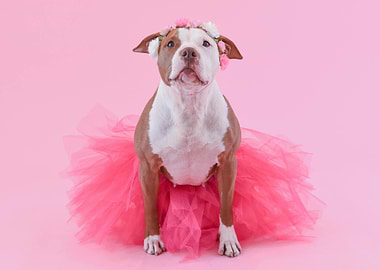 Dog in Tutu and Flower Crown