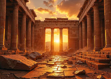 Ancient Ruins at Sunset