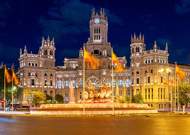 Madrid's Cybele Palace at Night