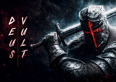 Crusader Knight with Sword and Red Cross