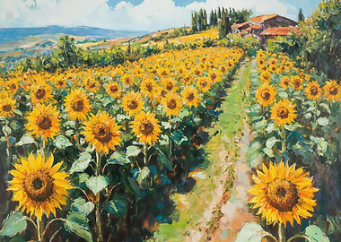 Sunflower Field Painting