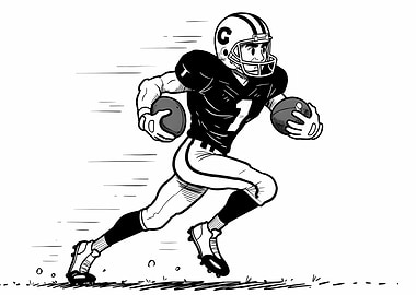 American Football Player Cartoon Illustration