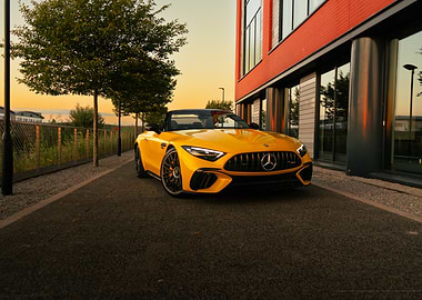 Yellow Mercedes-Benz SL Roadster