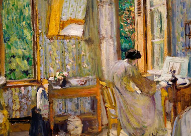 Impressionist Interior Scene with Woman