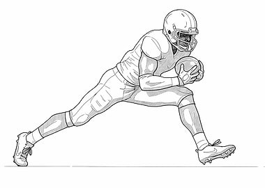 American Football Player Line Art