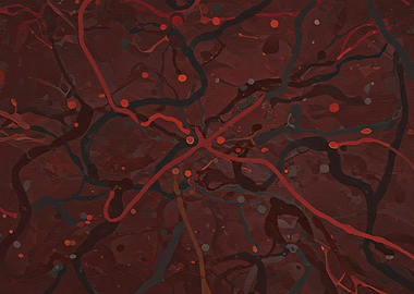 Abstract Painting with Red and Black Lines