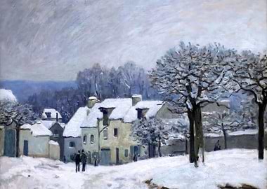 Snowy Village Painting, alfred sisley artwork