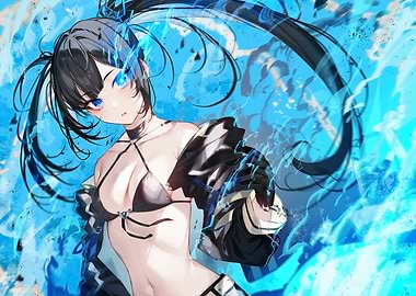 Anime Girl with Blue Flames