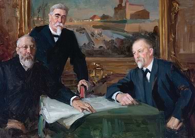 Three Men in a Meeting Painting