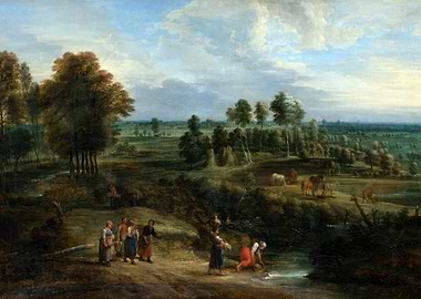 Landscape with Pastures and Clusters of Trees