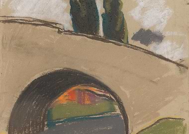 Pastel Drawing of a Bridge