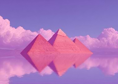 Pink Pyramids Reflecting in Water