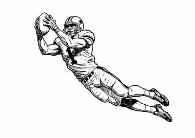 American Football Player Catching Ball